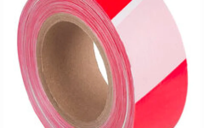 Лента оградительная сигнальная красно-белая, 50 мм х 200 м,  основа полиэтилен - Фото 1