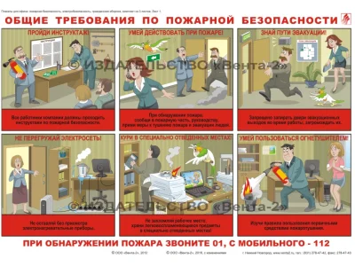 Комплект плакатов для офиса: пожарная безопасность, электробезопасность, гражданская оборона